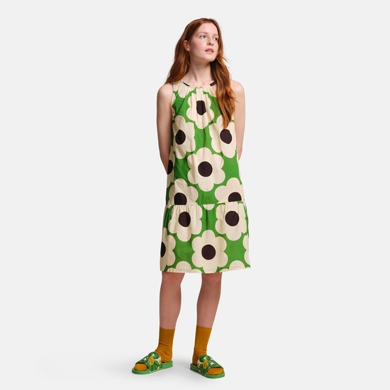 Orla Kiely Summer Sleeveless Dress Green Sixties Daisy