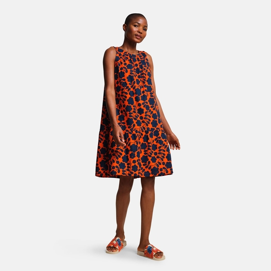 Orla Kiely Summer Sleeveless Dress Orange Floral