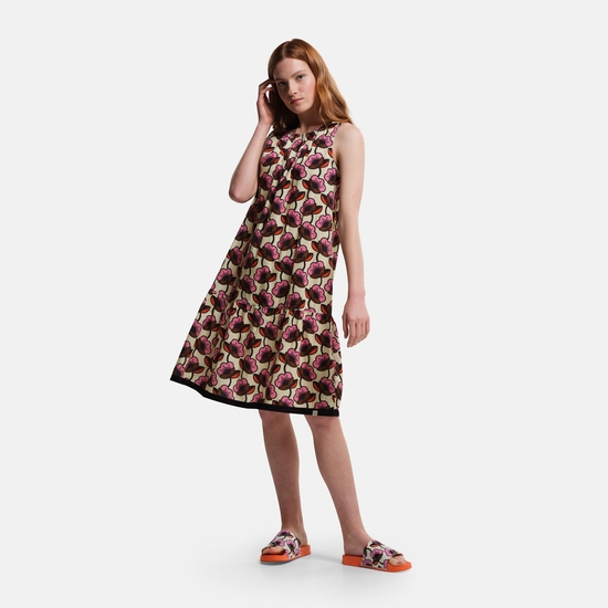 Orla Kiely Summer Sleeveless Dress Passion Flower Navy Cream