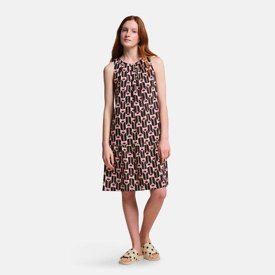 Orla Kiely Summer Sleeveless Dress Black Tall Flowers