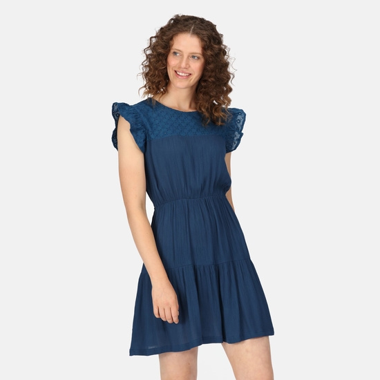 Rafaelina Kleid mit Gürtel für Damen Blau