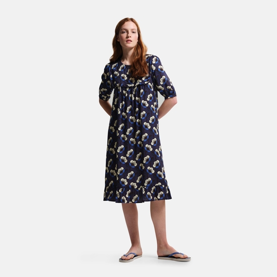 Orla Kiely Smock Dress Navy Passion Flower