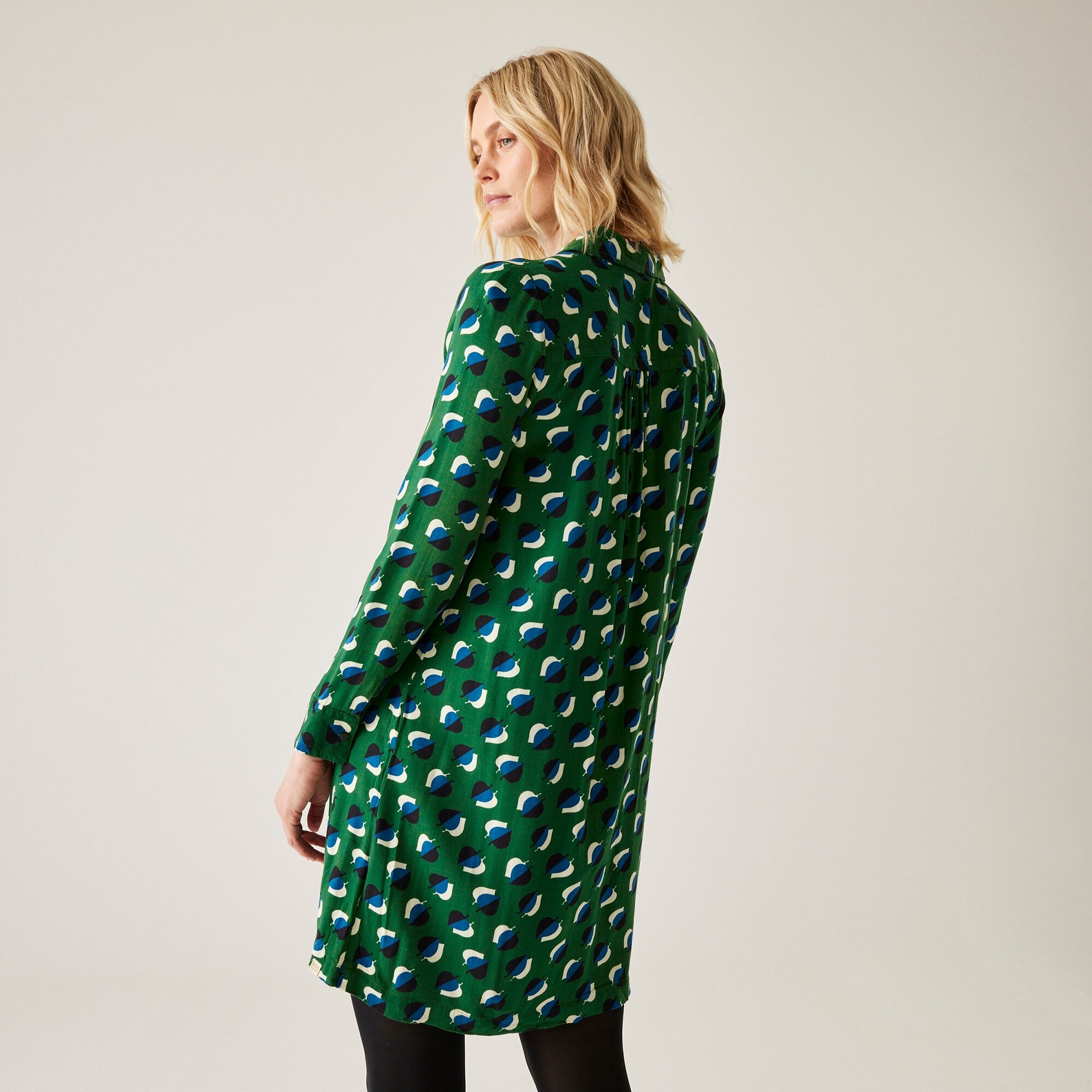 Regatta Orla Kiely Damska sukienka z długim rękawem Czarny w zielony wzór