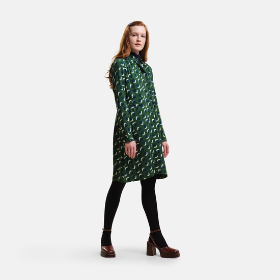Orla Kiely Printed Dress Shadow Elm Emerald