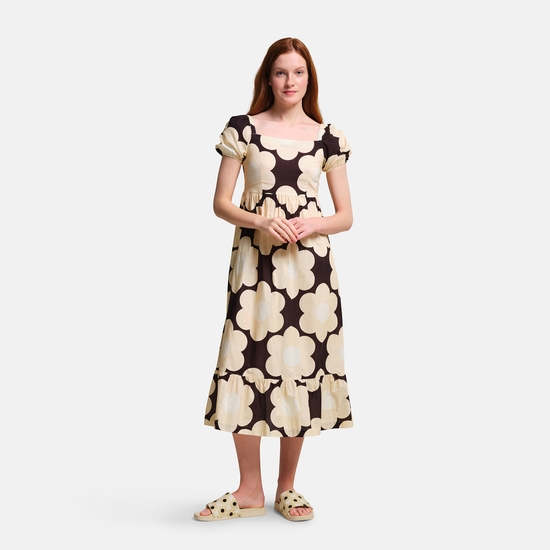 Orla Kiely Midi Summer Dress Black Sixties Daisy