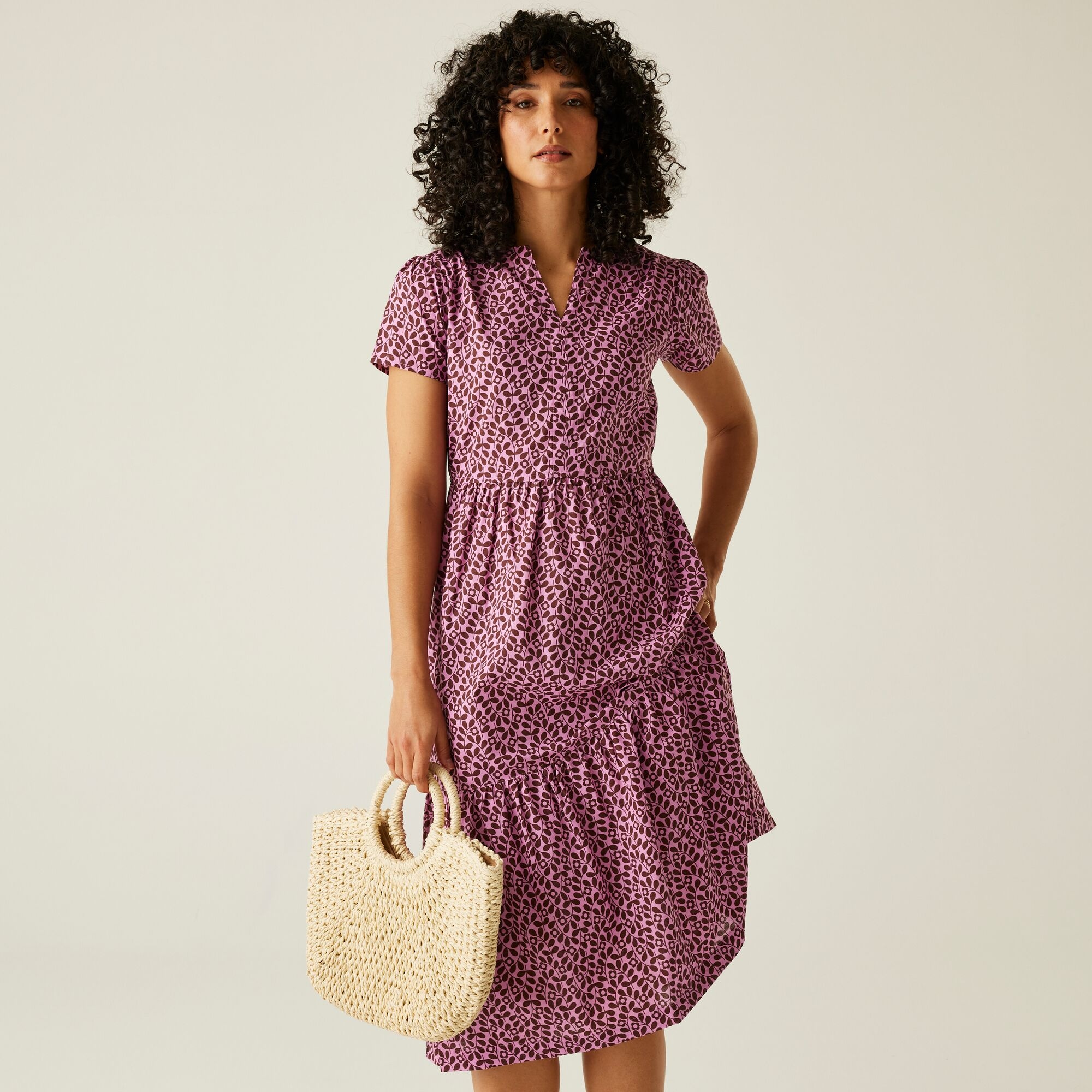 Regatta Orla Kiely - Damska Sukienka Tiered Midi Fioletowy, Rozmiar: 34