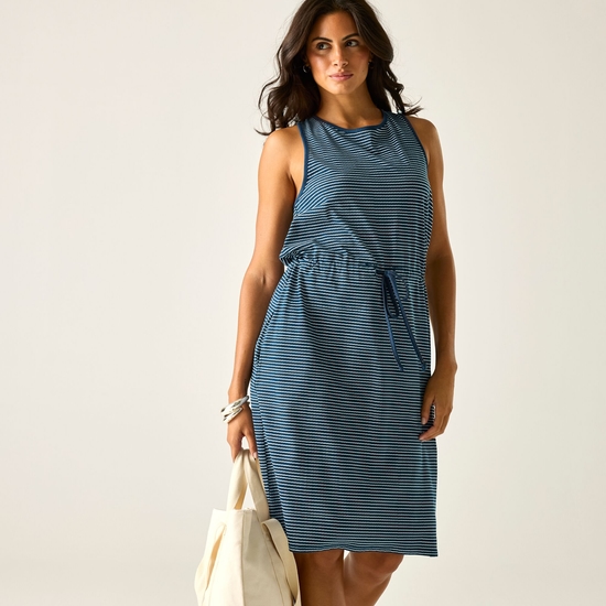 Regatta Women's Amorie Dress Navy White Wavy Stripe