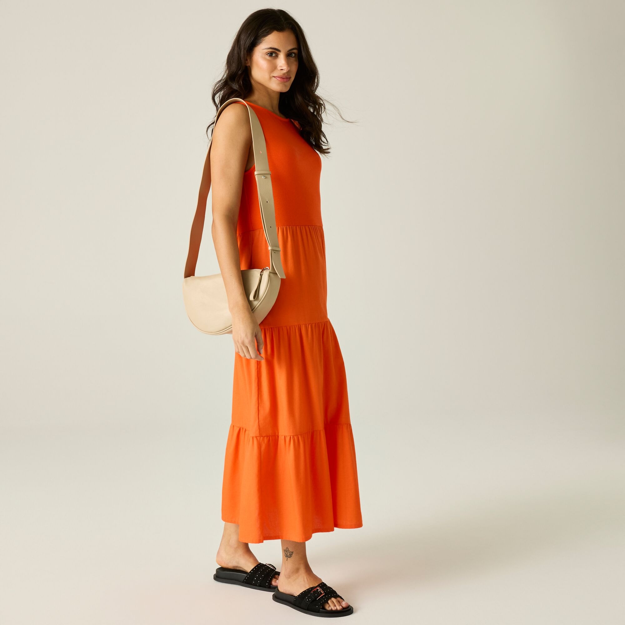 Regatta Women's Tarise Tiered Midi Dress in Orange | Size: 12 - Image 3