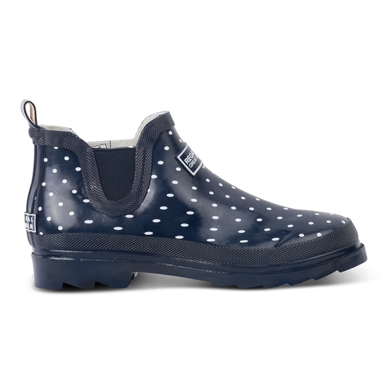 Women's Harper Low Wellies Navy Polkadot 
