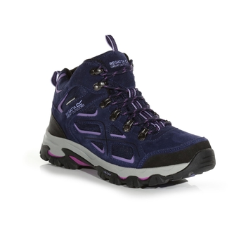 Women's Tebay Waterproof Mid Walking Boots Midnight Lilac Bloom