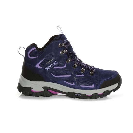 Women's Tebay Waterproof Mid Walking Boots Midnight Lilac Bloom 