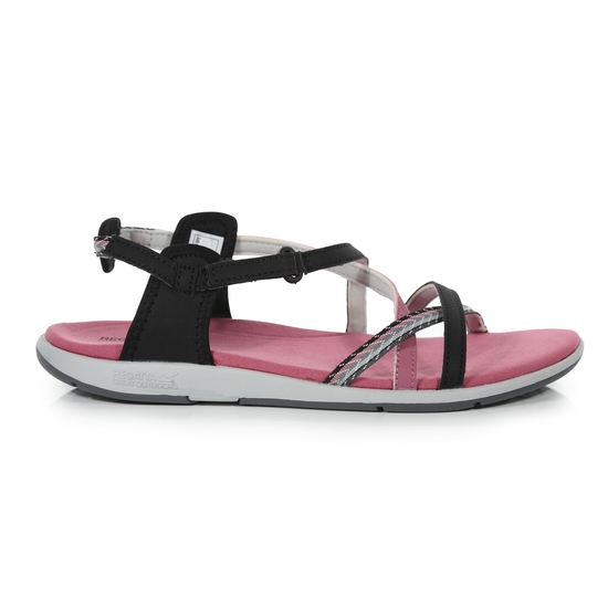 Damskie sandały z paskami na rzepy Lady Santa Roma Różowo-czarny