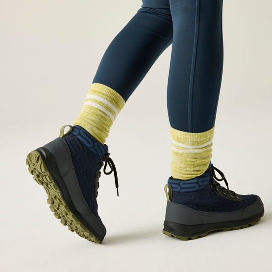 Orla Kiely Printed Outdoor Hiking Boots Navy Blue