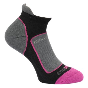 Women's Trail Runner Trainer Socks Black Vivid Viola