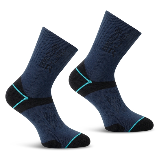  Womens 2 Pack Blister Protection II Sock Navy Aruba Blue