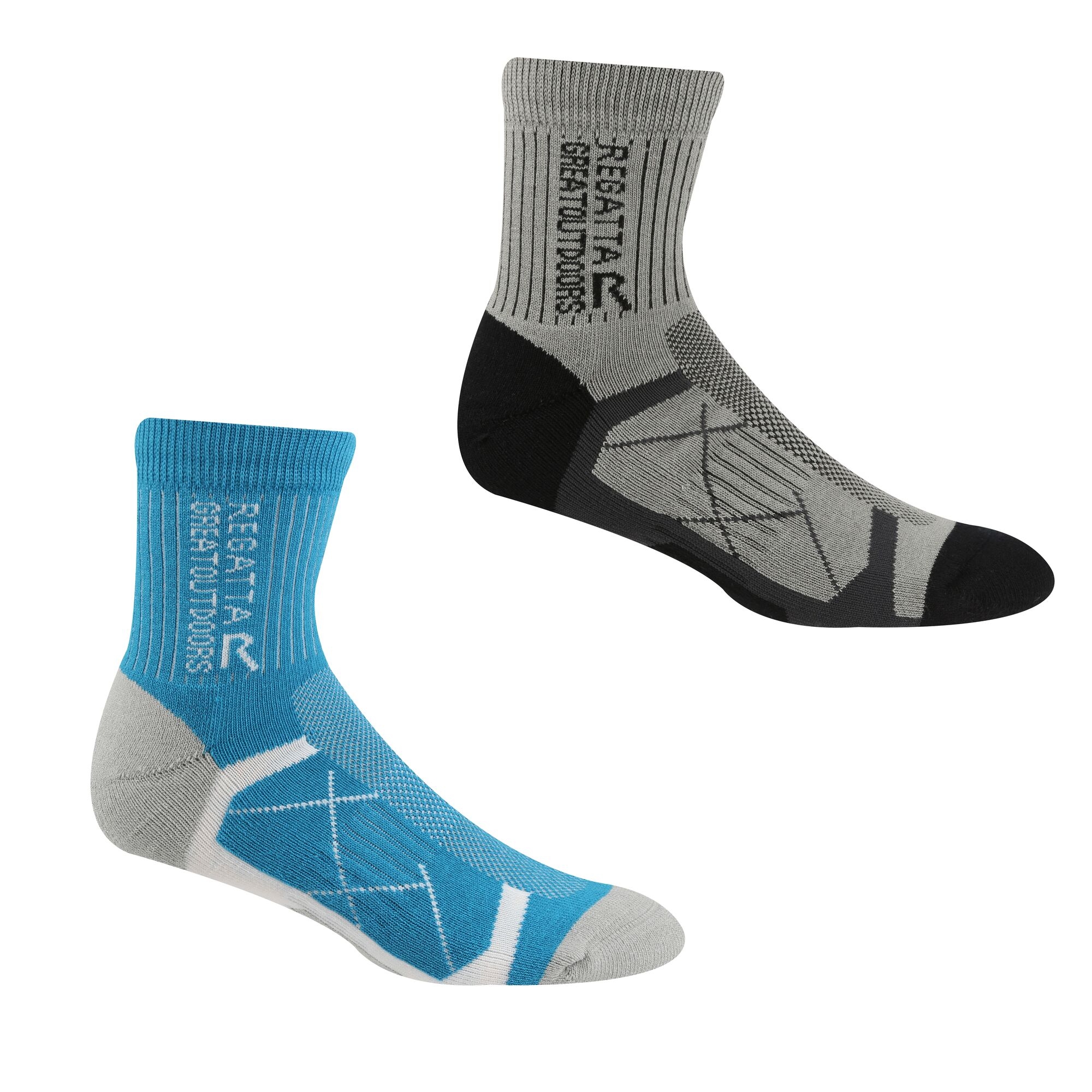 Regatta Damskie Skarpety Outdoorowe Ladies 2-pak Szaro-niebieski, Rozmiar: UK 6-8