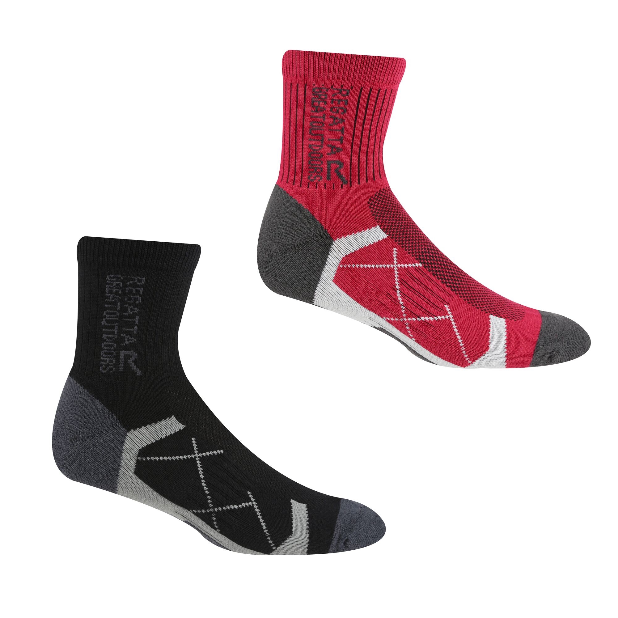 Regatta Skarpety damskie outdoorowe Ladies 2-pak Czarno-różowy