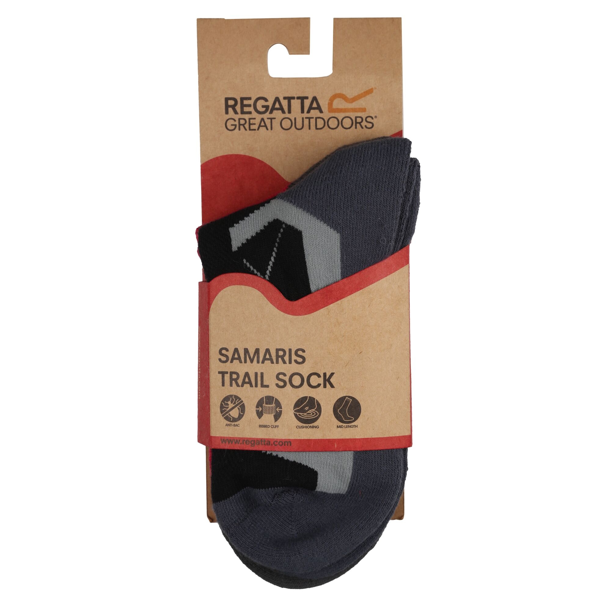 Regatta Damskie Skarpety Outdoorowe Ladies 2-pak Czarno-różowy