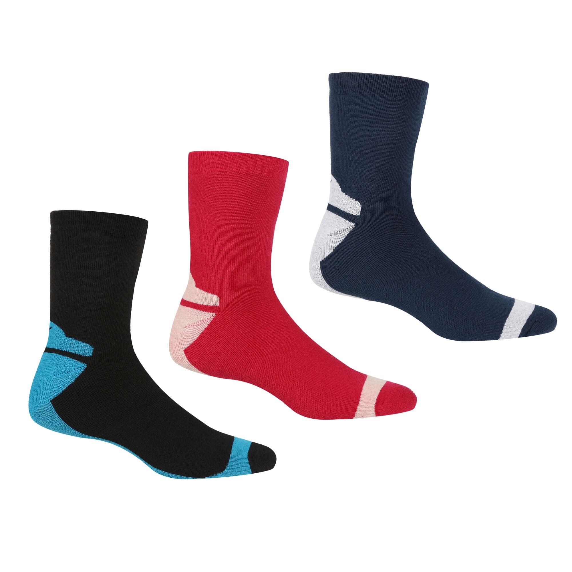 Regatta Skarpety damskie outdoorowe Ladies 3-pak Czarno-różowy