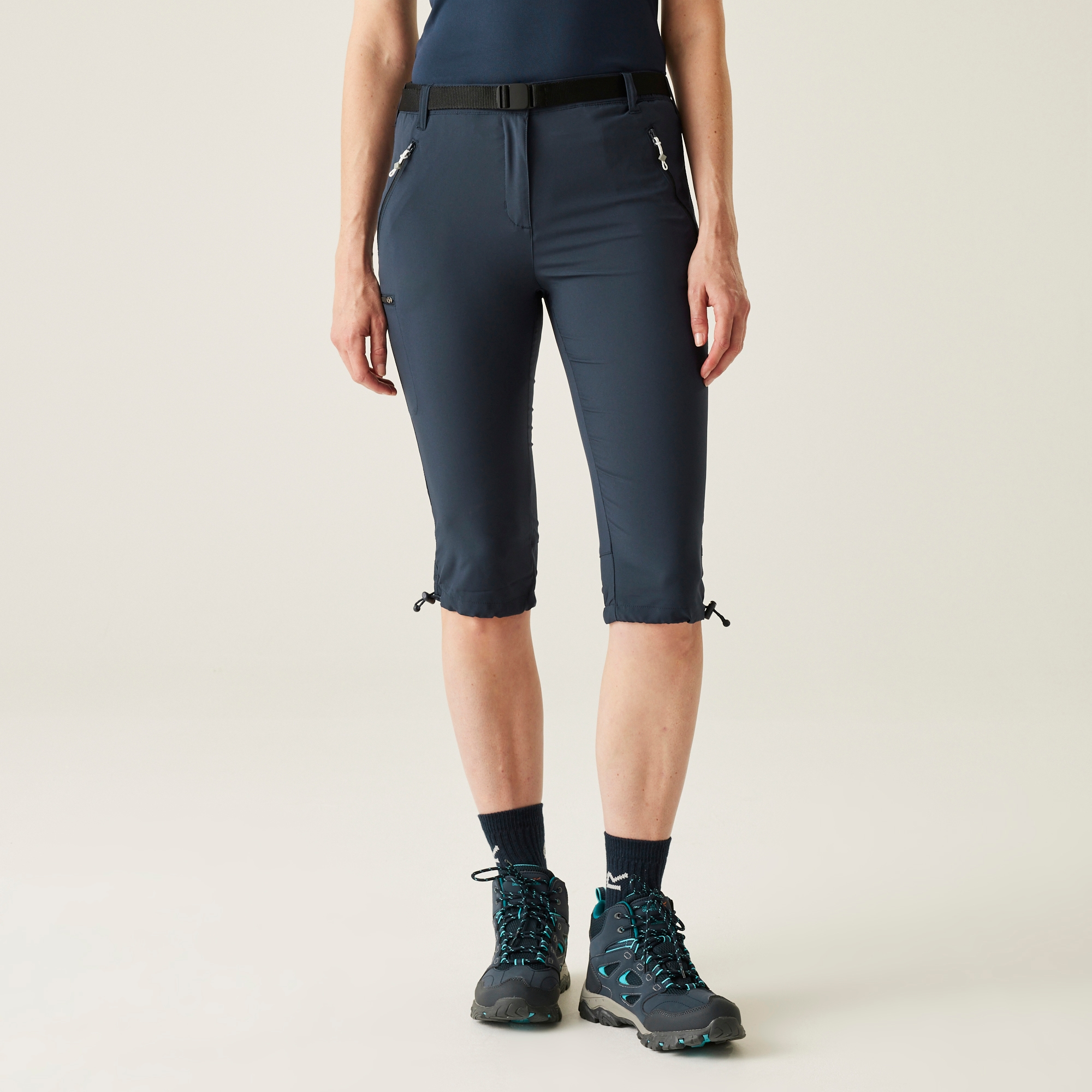 Regatta Damskie Spodnie Trekkingowe 3/4 Xert Capri Light Granatowy, Rozmiar: 36