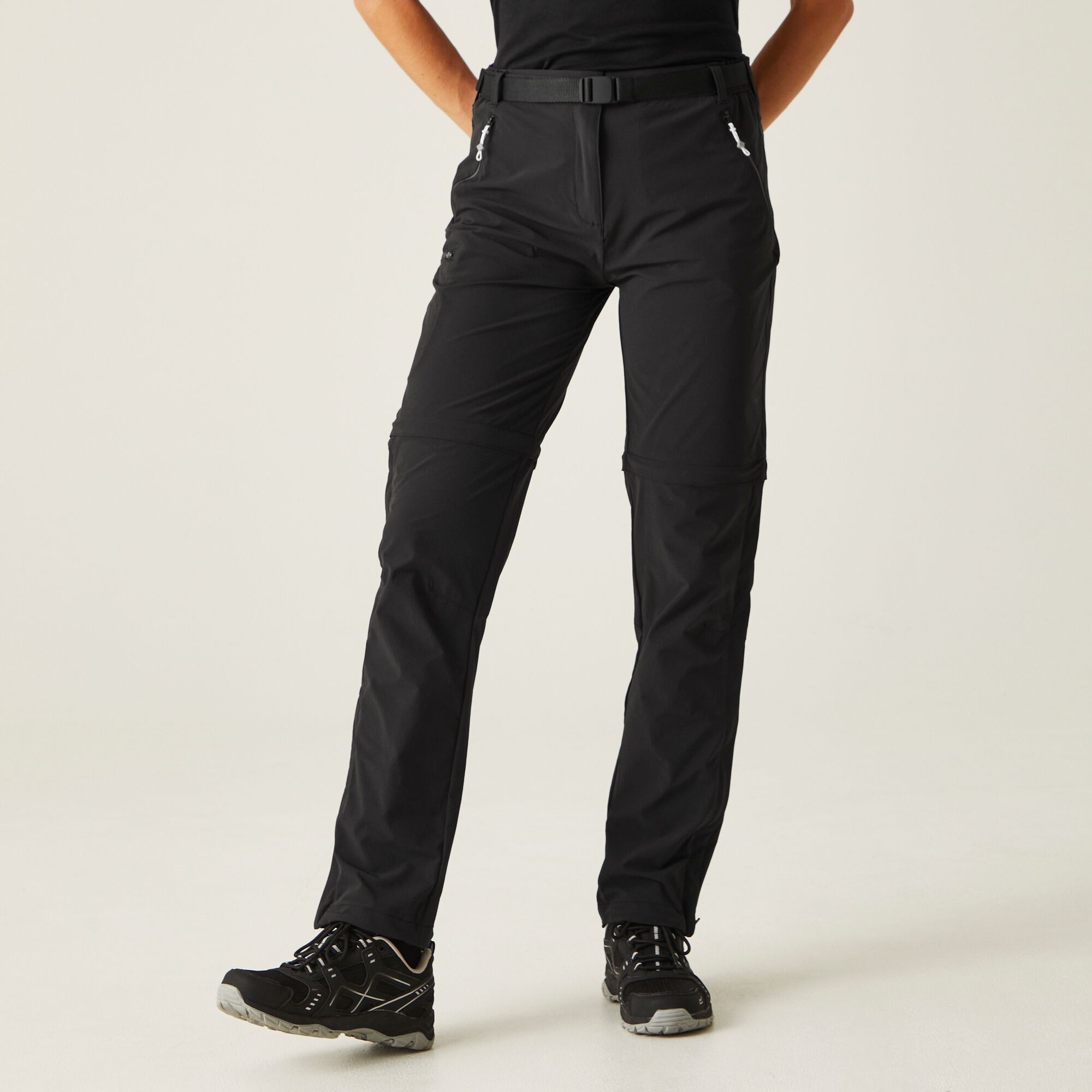 Regatta Damskie Spodnie Trekkingowe Xert III Zip Off Czarny, Rozmiar: 18 R