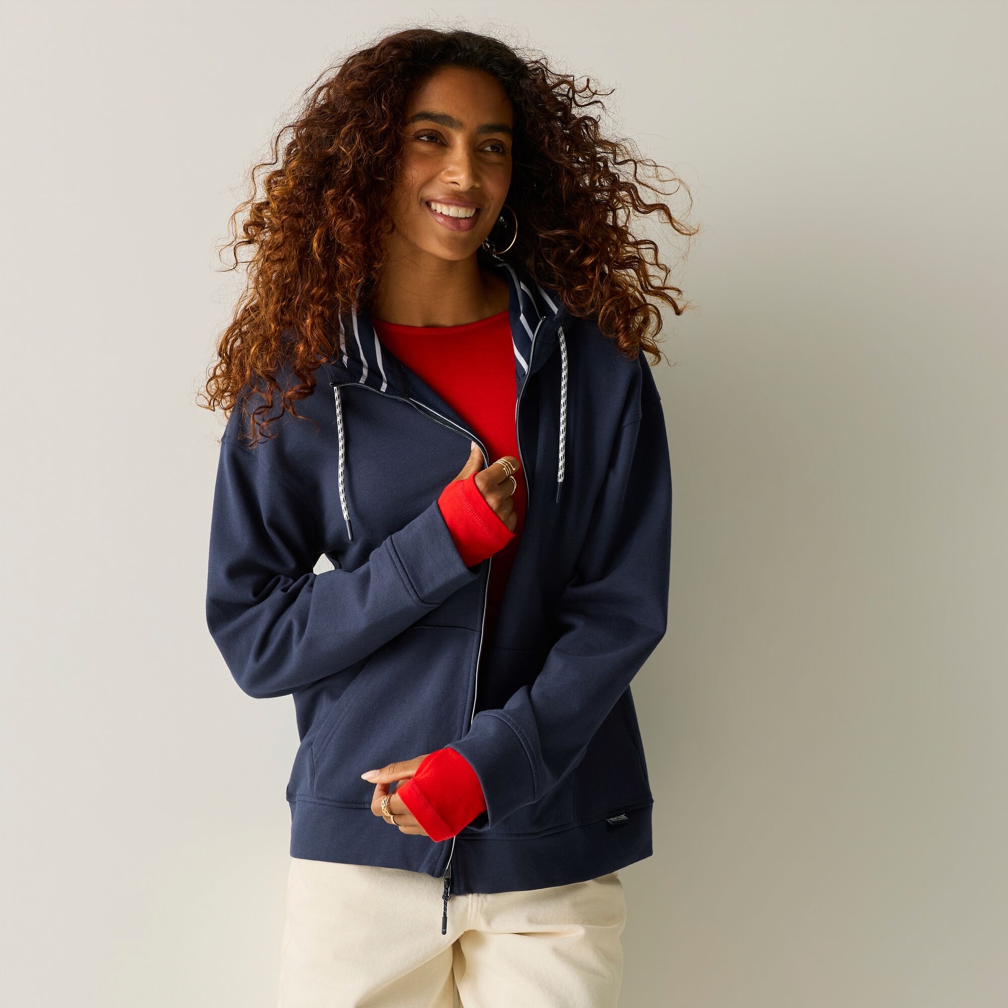 Regatta Women's Bayletta Full Zip Brushed Hooded Fleece Sweatshirt in Mid Navy | Size: 12 - Image 3
