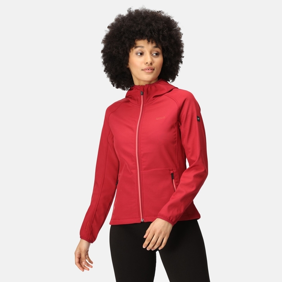 Arec III Femme Veste de marche à capuche coupe-vent softshell Rouge