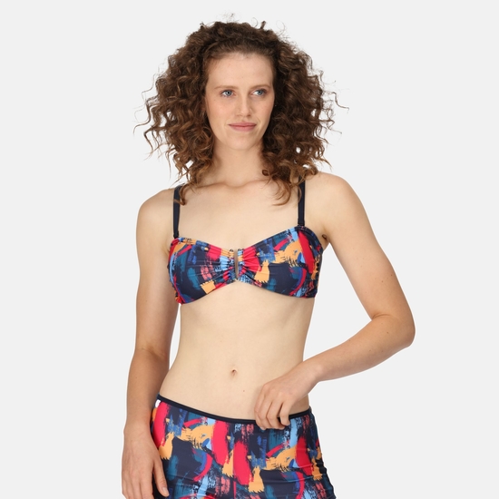 Women's Aceana III Bikini Top Navy Brush Stroke Print 