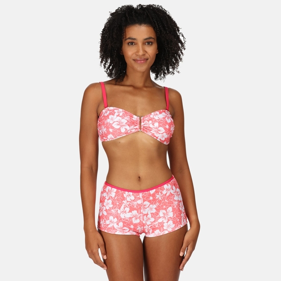 Women's Aceana III Bikini Top Peach Bloom Hibiscus Print 