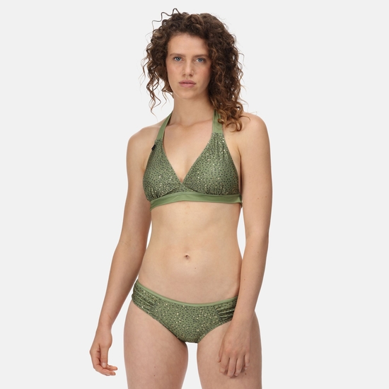 Women's Flavia String Bikini Top Green Fileds Abstract