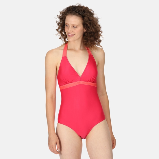 Women's Flavia Swimming Costume Bright Blush Peach Bloom 