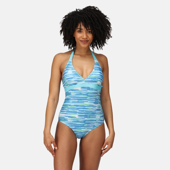 Women's Flavia Swimming Costume Seascape Brushstroke