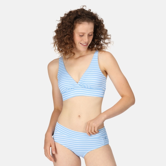 Women's Paloma Bikini Top Elysium Blue White Stripe Texture 