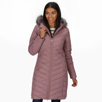 RWN159_N1W: Womens Fritha Insulated Quilted Parka Jacket Dusky Heather