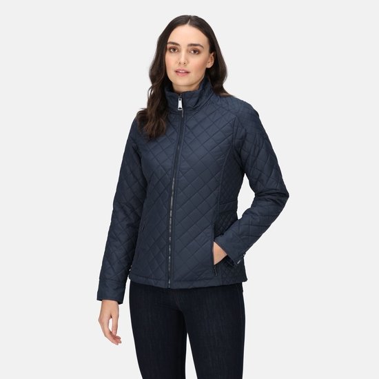 Women's Charleigh Quilted Insulated Jacket Navy Check