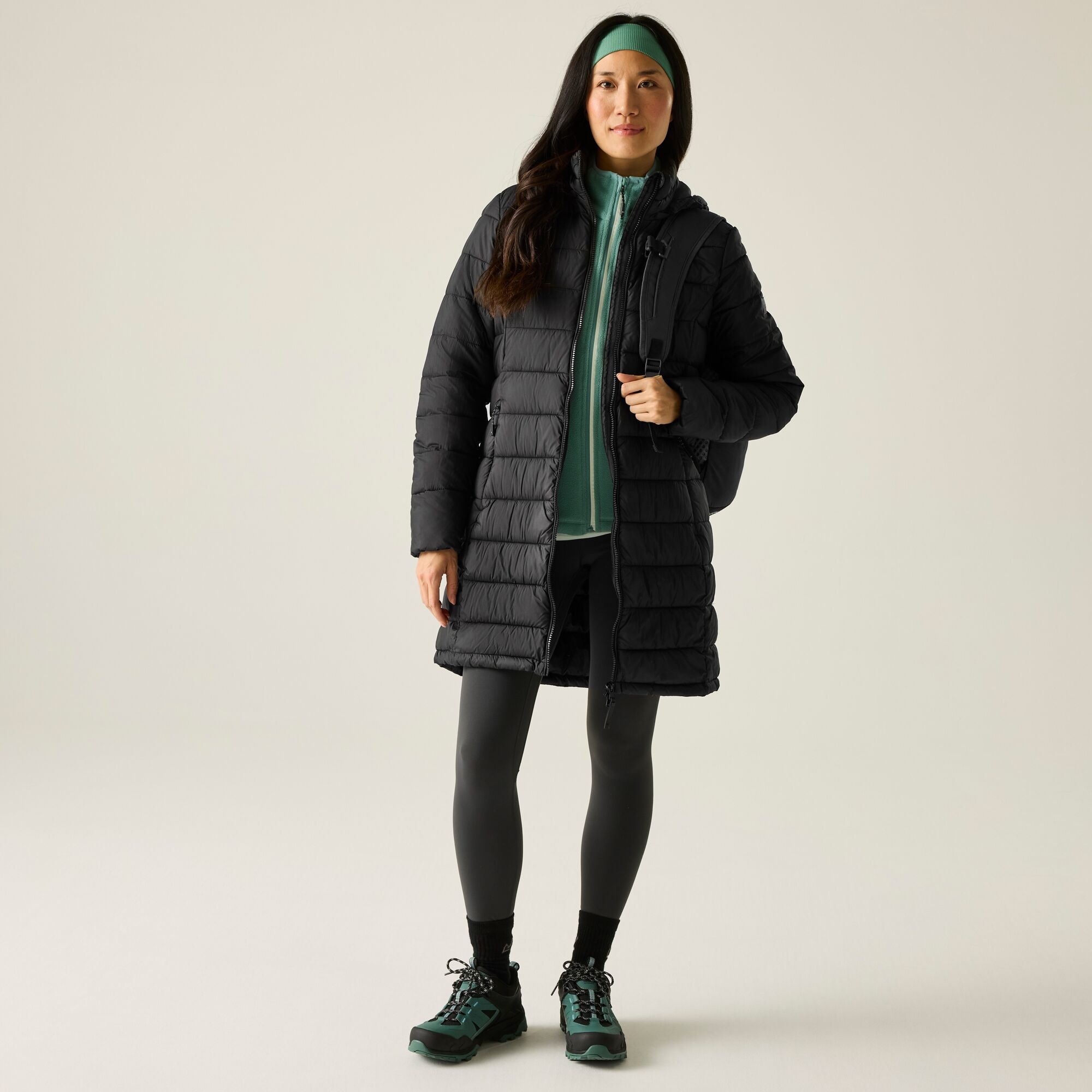 Regatta Płaszcz damski zimowy ocieplany z kapturem Starler Czarny