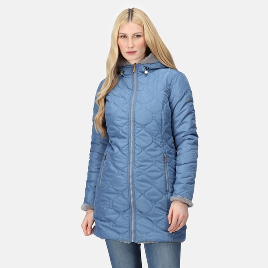 Women's Caileigh Reversible Parka Jacket Slate Blue Storm Grey