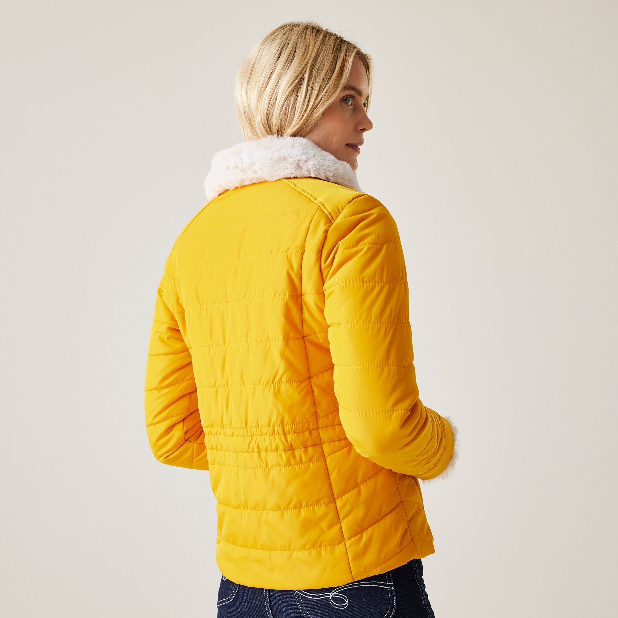 Damska kurtka z futrzanym wykończeniem Willabella Żółty