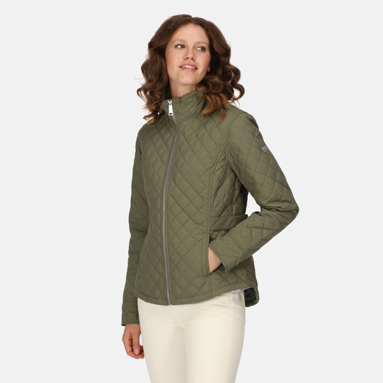 Women's Carmine Quilted Jacket Four Leaf Clover 