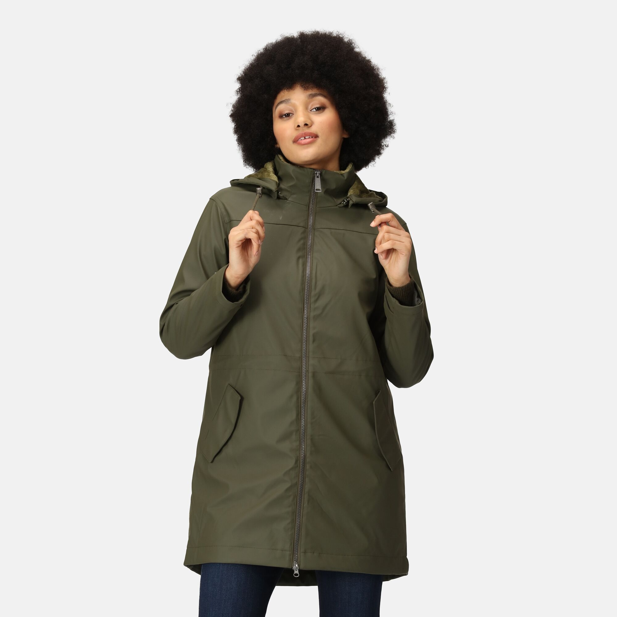 Regatta Damska Kurtka Parka z Kapturem Fantine Ciemne Khaki, Rozmiar: 42