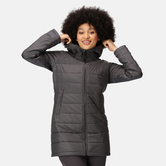 Women's Melanite Baffled Jacket Seal Grey