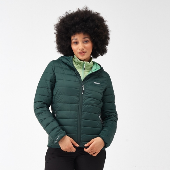 Women's Hooded Marizion Baffled Jacket Darkest Spruce Quiet Green