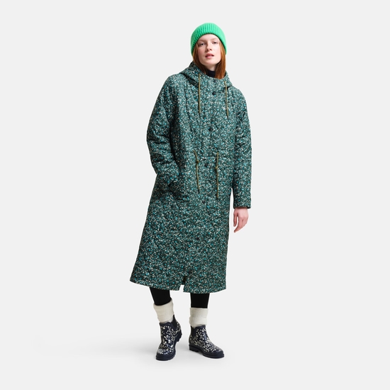 Orla Kiely Veste longue matelassée Vert