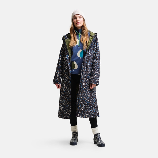 Orla Kiely Veste longue matelassée Bleu