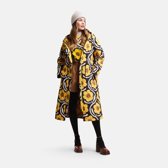 Orla Kiely Longline Quilted Jacket Apple Blossom Yellow