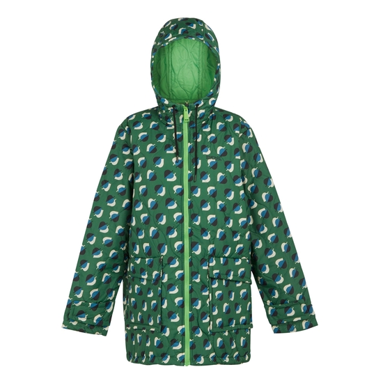 Orla Kiely Mid Length Quilted Jacket Shadow Elm Emerald