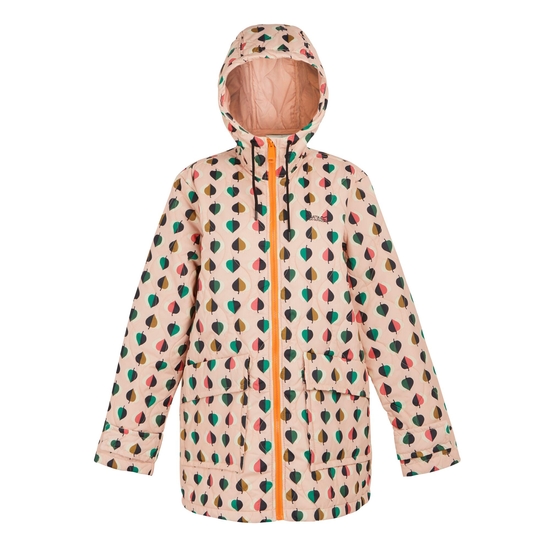 Orla Kiely - Damska kurtka ocieplana Waterproof Czarny w różowy wzór