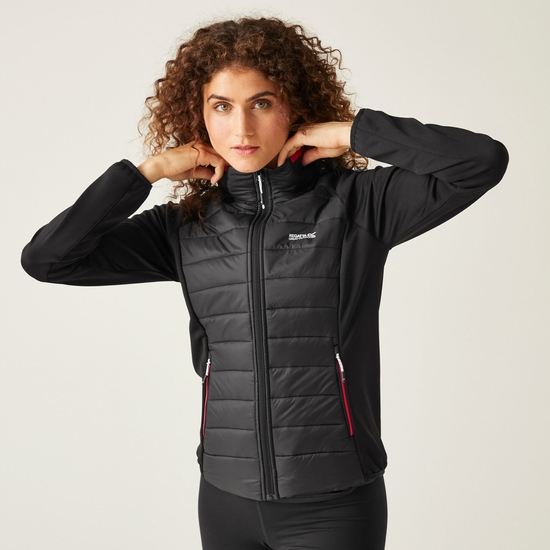 Women's Clumber V Hybrid Jacket Black Pink Potion