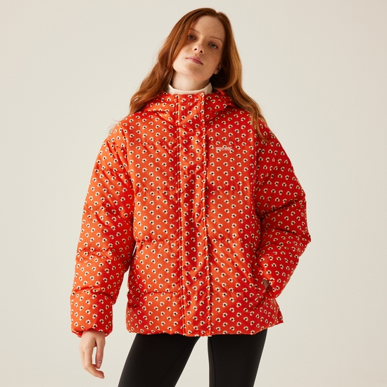 Orla Kiely Oversized Quilted Jacket Clover Red