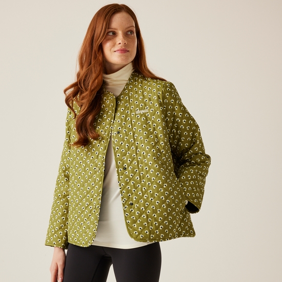 Orla Kiely Quilted Jacket Clover Olive